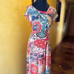 NWOT! 🌸 Keyingyi Asian-Inspired Floral Midi Dress – Size Small 🌸